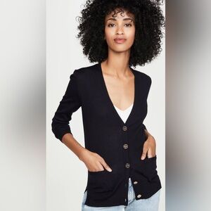Tory Burch | Madeline Cardigan | Black | 100% Merino Wool | Women’s Small